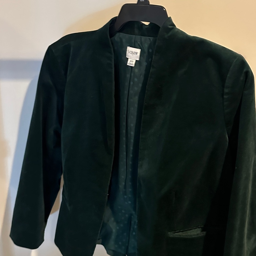 J. Crew Deep Green Velvet Jacket Size 20